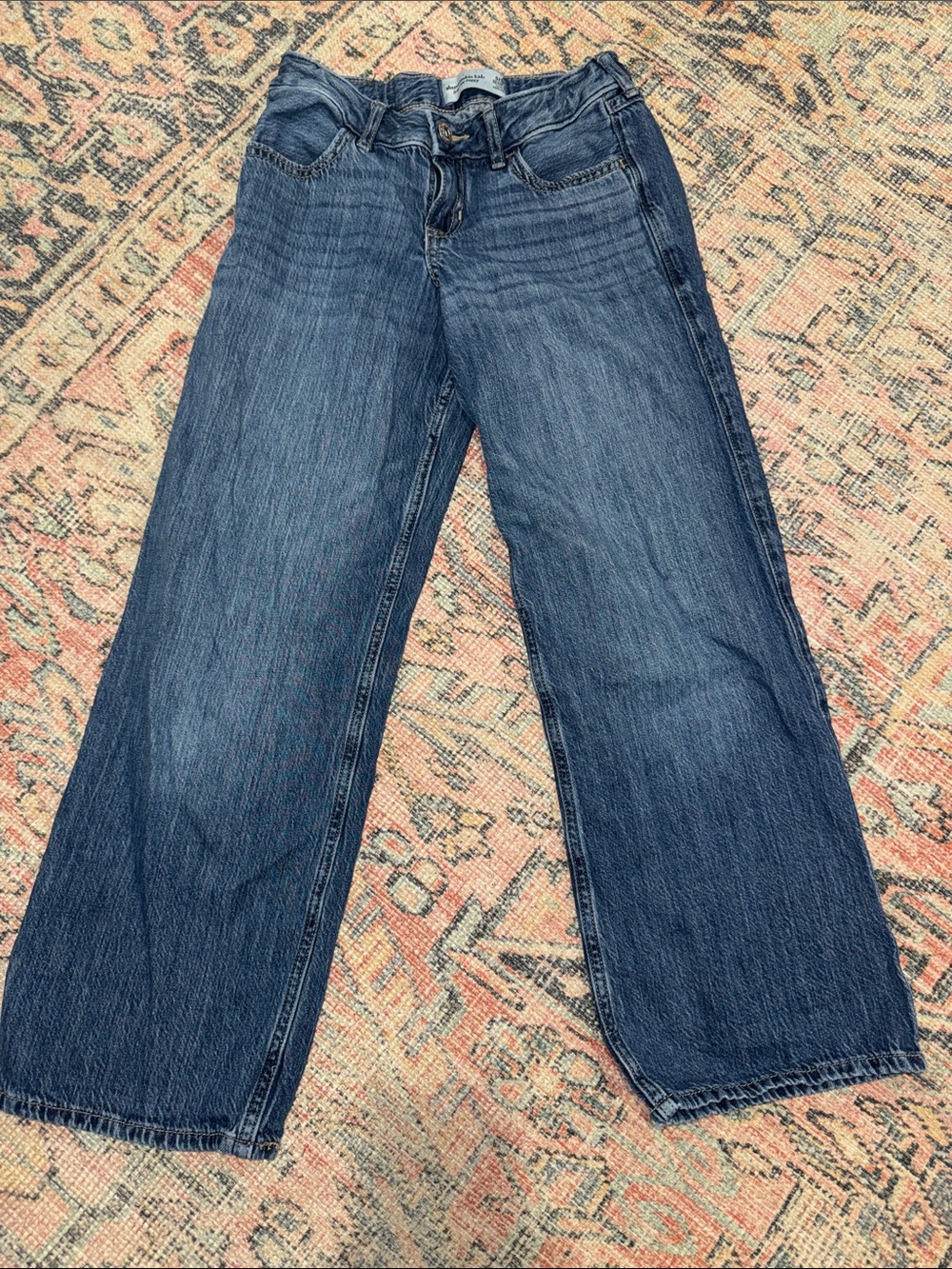 abercrombie kids light blue low-rise baggy jeans